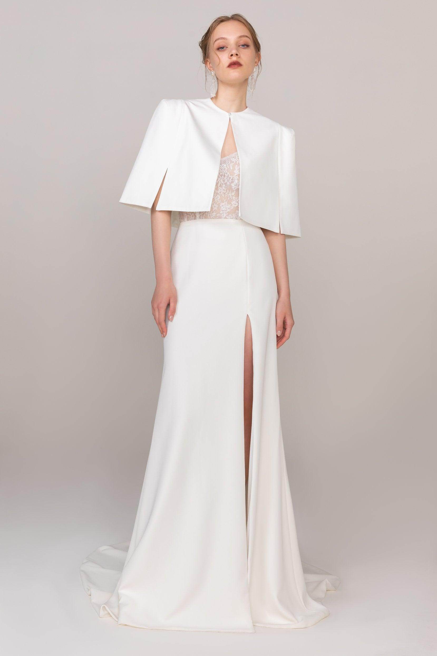 Trumpet Sweep Train Lace Elastic Cloth Wedding Dress CW2471 - COCOMELODY